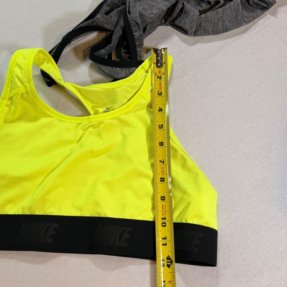 Nike 2-in-1 Tank Top Women L Gray Neon Yellow Dri-FIT Racerback Athleisure Gym - Picture 3 of 10